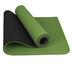 RAY STAR 6mm Double Layer Green TPE Yoga Mat for Premium Pilates Fitness Exercise Mat High Density Anti-Tear Sweat-Proof