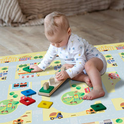 RAY STAR City Roadmap Design Baby Play Mat Climbing Mats in Roll with Extra Cushion Indoor Activity Mat Foldable Climbing Mat
