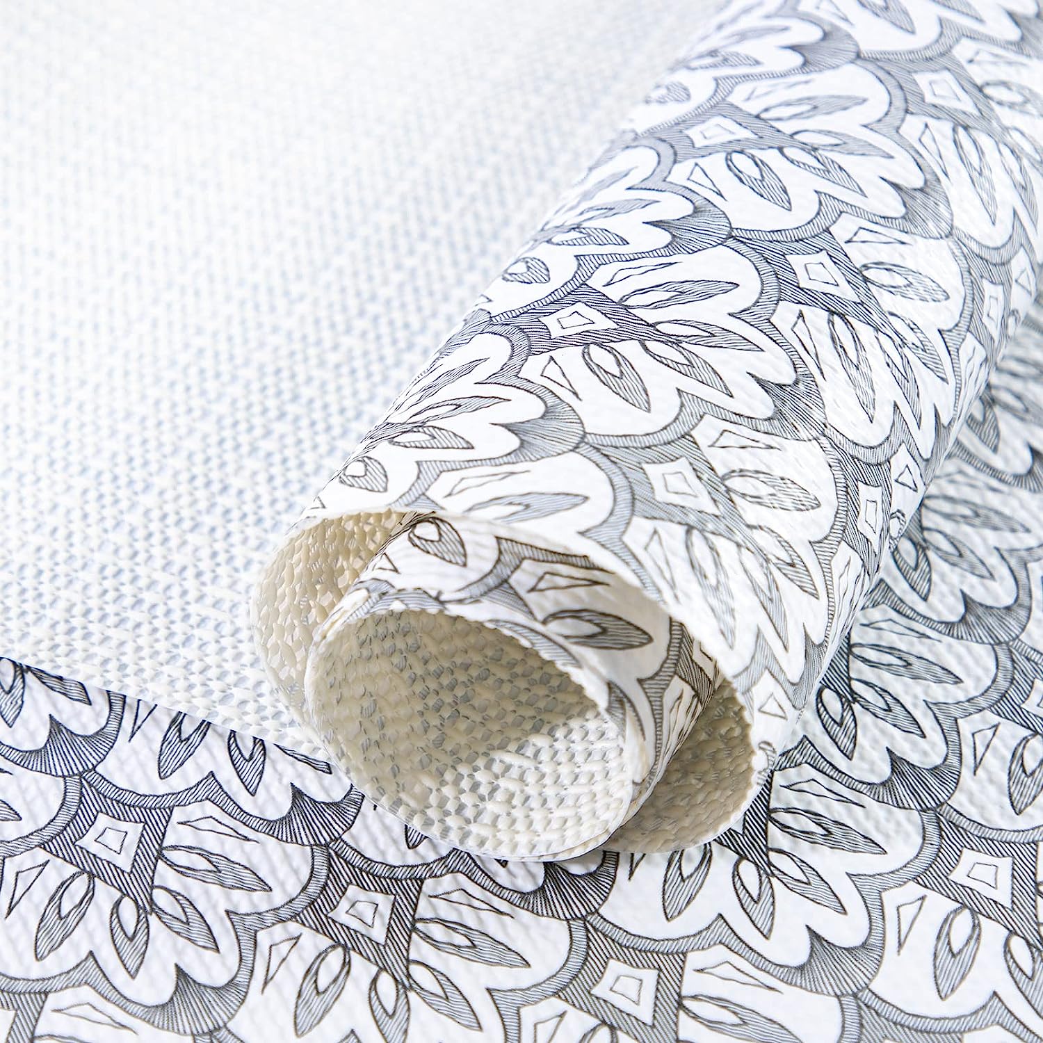 RAY STAR Grey Flora Grip Shelf Liner Non Adhesive, Strong Grip Bottom, Easy Clean Kitchen Drawer, Cabinet, Cupboard Dresser Protector Cover, Non Slip Mat