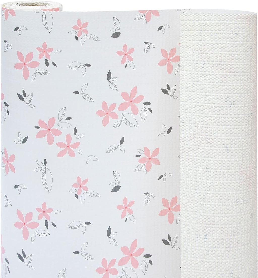 RAY STAR Shelf Liner for Kitchen Cabinets, Drawer Liner for Dresser Non-Slip Bathroom, Non-Adhesive Cabinet Liner Washable (Pink Lily)