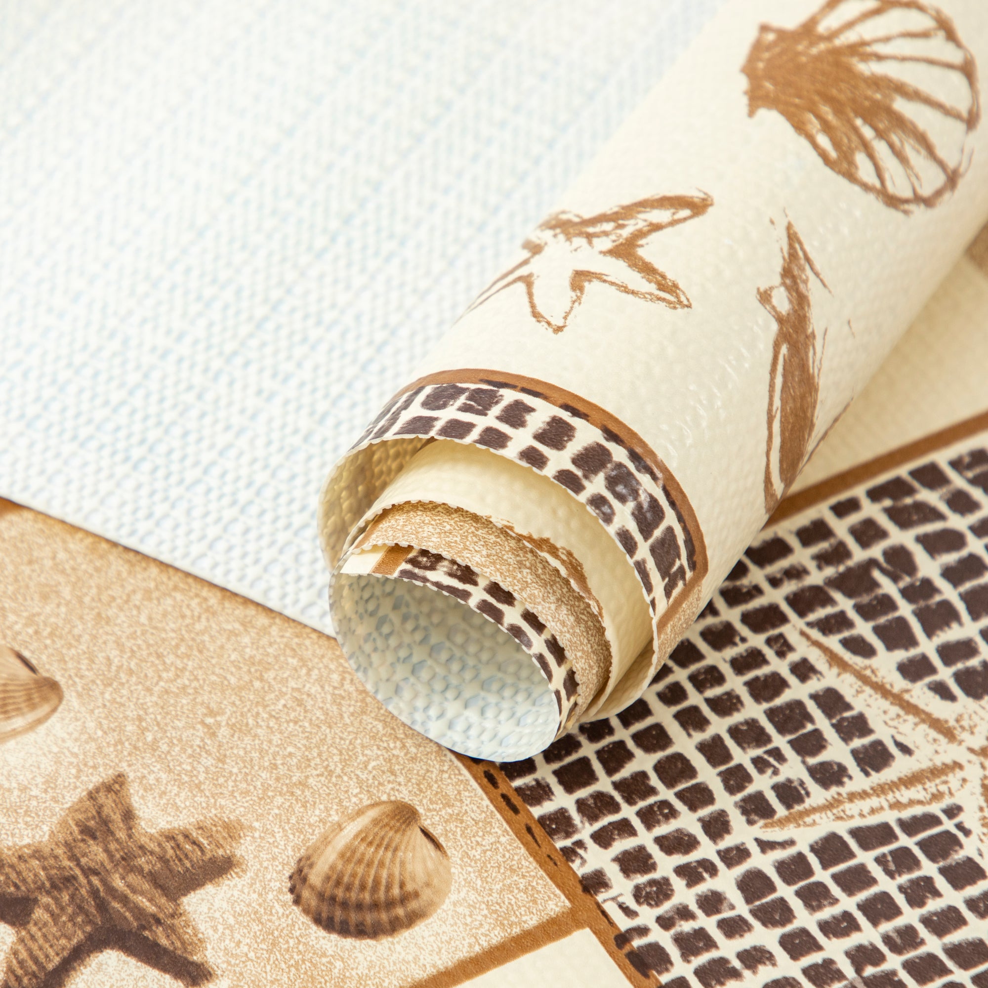 RAY STAR Grip Shelf Liner Non Adhesive, Easy Clean Kitchen Drawer, Cabinet, Cupboard Dresser Protector Cover（Yellow Ocean Elements)