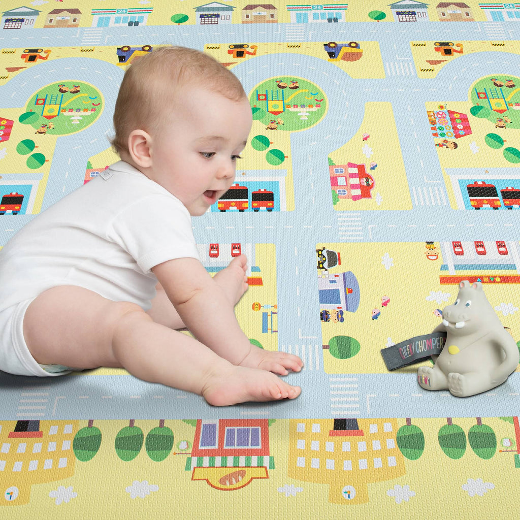 RAY STAR City Roadmap Design Baby Play Mat Climbing Mats in Roll with Extra Cushion Indoor Activity Mat Foldable Climbing Mat