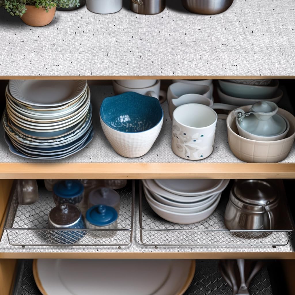 RAY STAR Gray Design Grip Shelf Liner Non Adhesive, Strong Grip Bottom, Easy Clean Kitchen Drawer, Cabinet, Cupboard Dresser Protector Cover, Non Slip