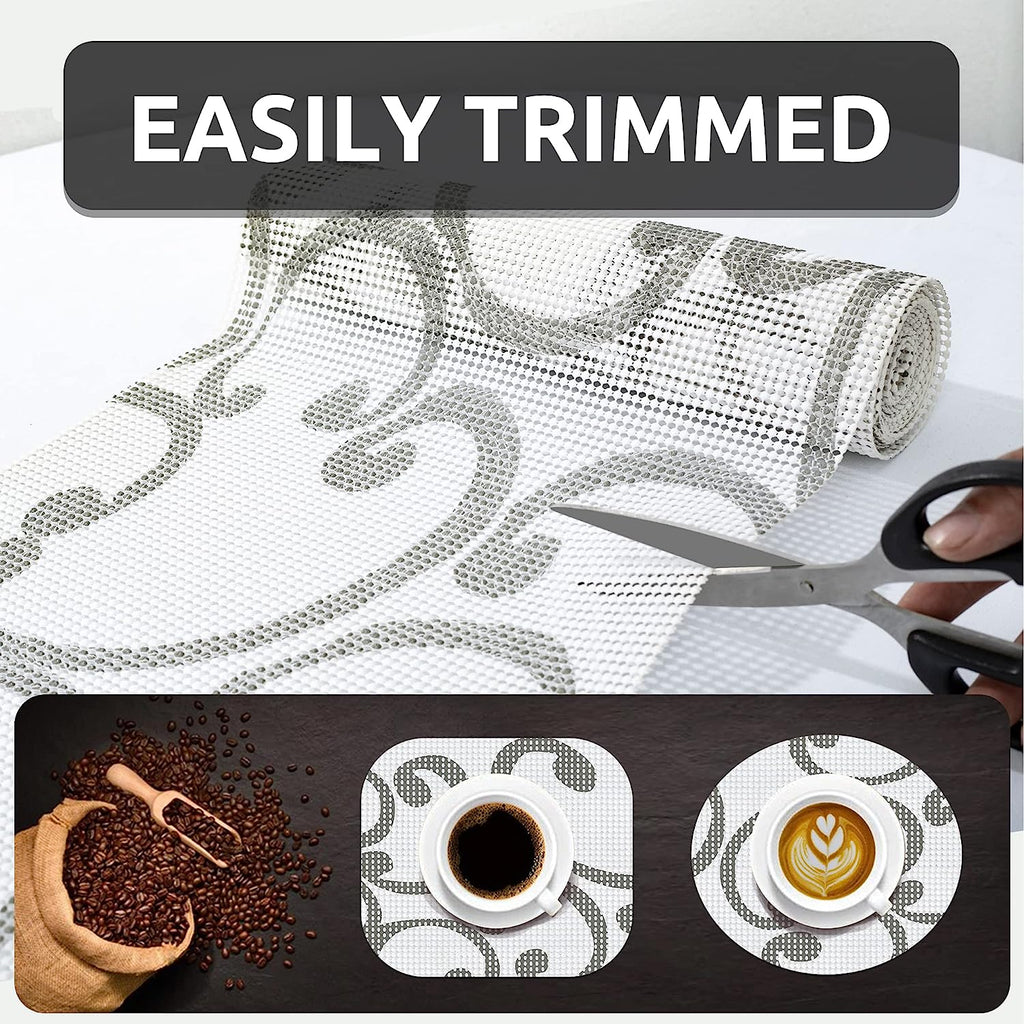RAY STAR Rings Design Drawer and Shelf Liner, Strong Grip, Non Adhesive Easiest Install Mat for Kitchen Cabinets, Drawers, Cupboards and Bathroom Shelves