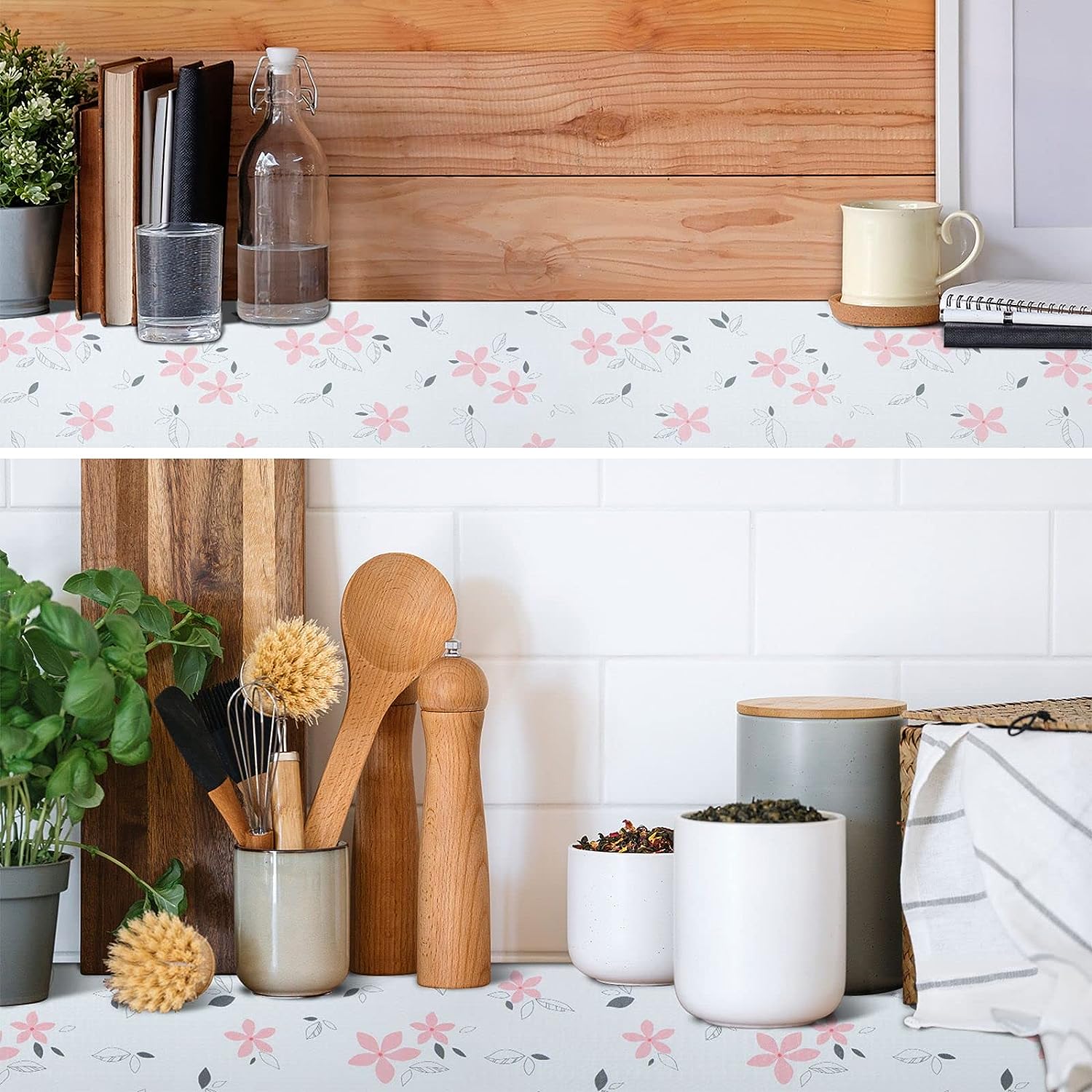RAY STAR Shelf Liner for Kitchen Cabinets, Drawer Liner for Dresser Non-Slip Bathroom, Non-Adhesive Cabinet Liner Washable (Pink Lily)