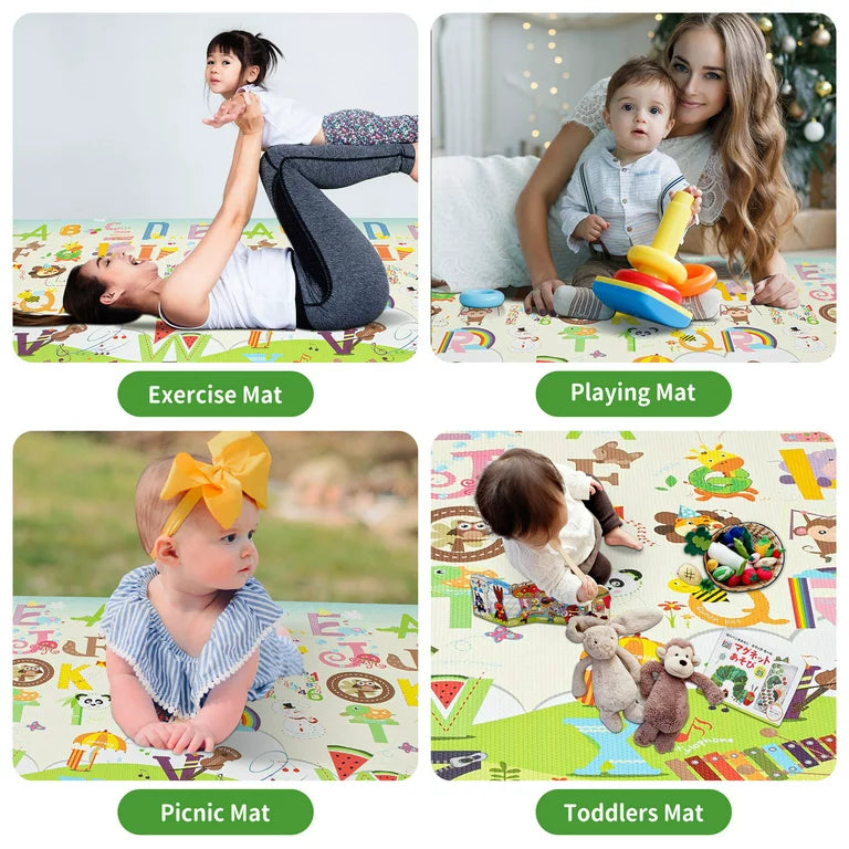 RAY STAR Zoo Party Design Baby Play Mat in Roll Climbing Mats Indoor Activity Mat Foldable Climbing Mat