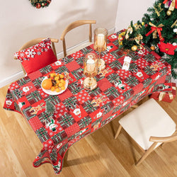 RAY STAR Christmas Snowman and Elk Tablecloth With Flannel Backing Round and Rectangle
