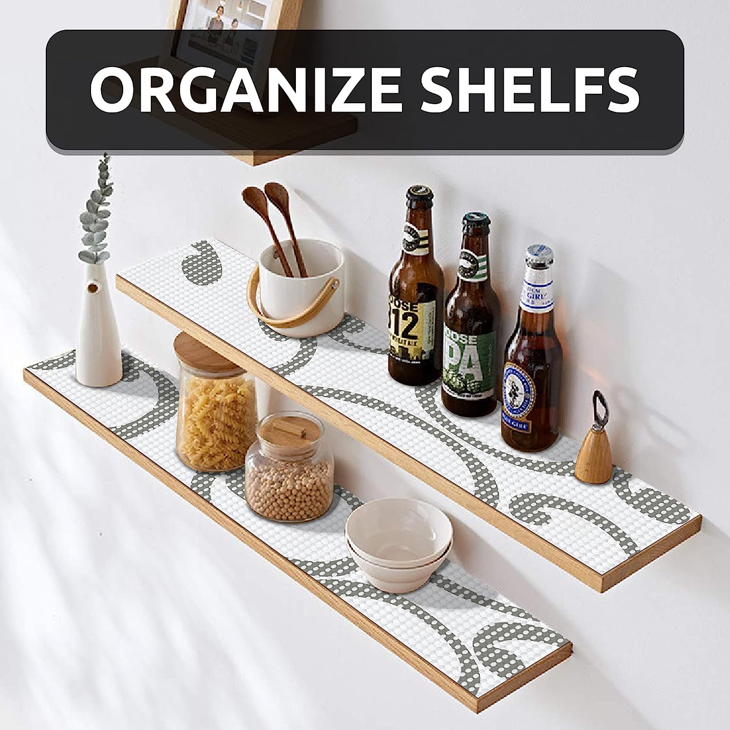 RAY STAR Rings Design Drawer and Shelf Liner, Strong Grip, Non Adhesive Easiest Install Mat for Kitchen Cabinets, Drawers, Cupboards and Bathroom Shelves