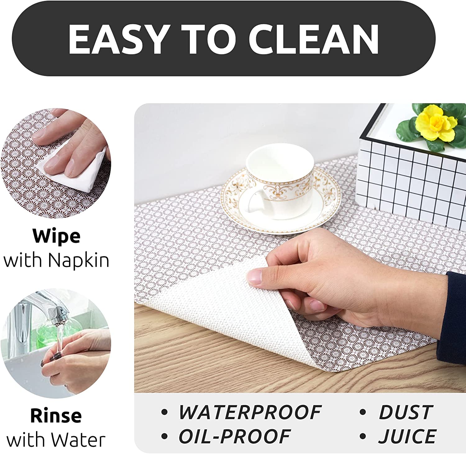 RAY STAR Tiny Flora Design Grip Shelf Liner Non Adhesive