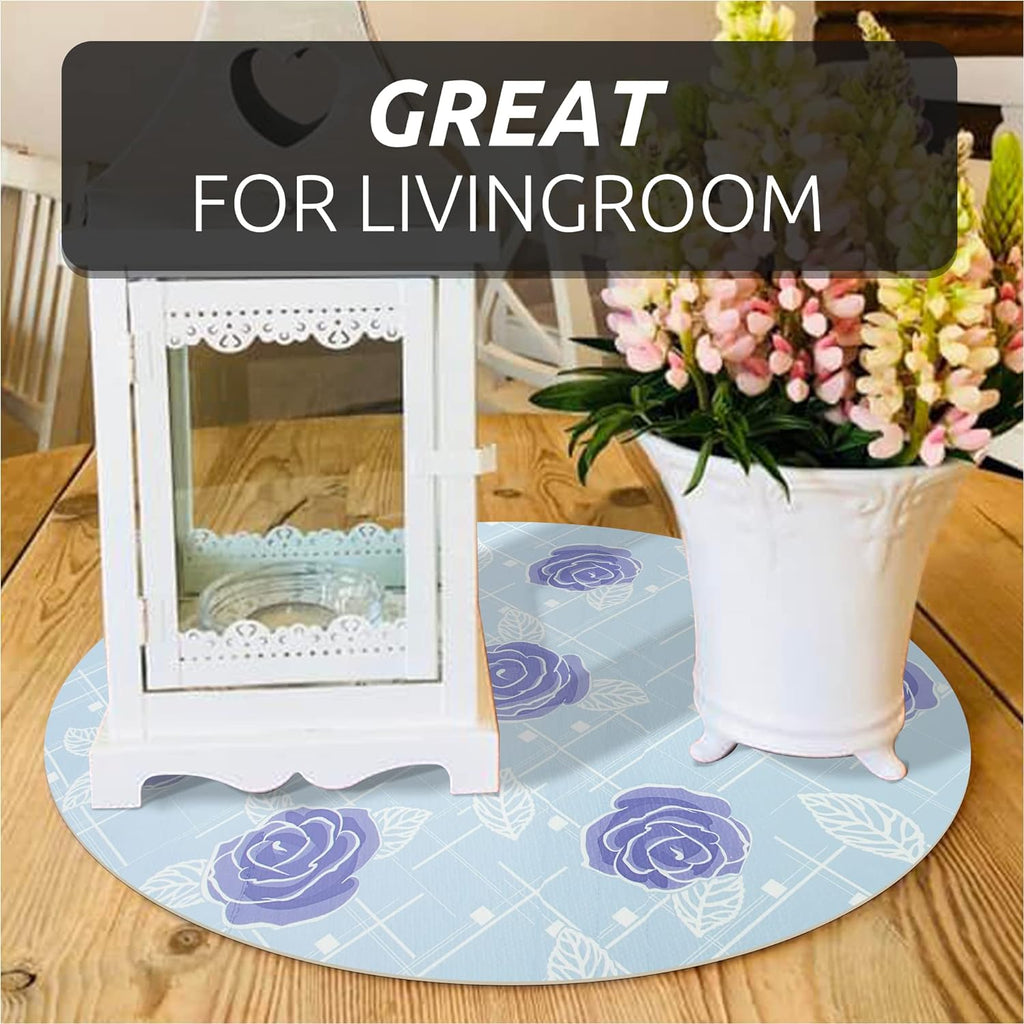 RAY STAR Shelf Liner for Kitchen Cabinets, Drawer Liner for Dresser Non-Slip Bathroom, Non-Adhesive Cabinet Liner Washable (Blue Rose)