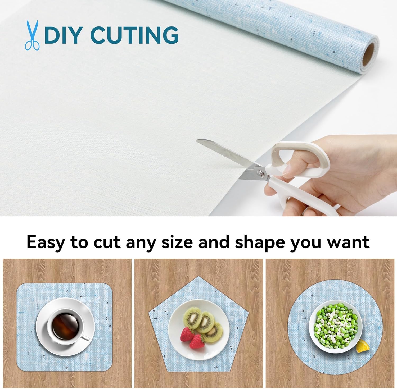 RAY STAR Blue Design Grip Shelf Liner Non Adhesive, Strong Grip Bottom, Easy Clean Kitchen Drawer, Cabinet, Cupboard Dresser Protector Cover, Non Slip