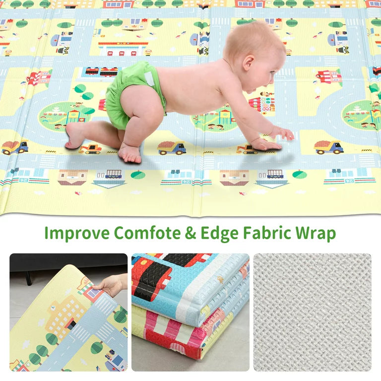 RAY STAR City Roadmap Design Foldable Baby Play Mat Climbing Mats with Extra Cushion Indoor Activity Mat Foldable Climbing Mat