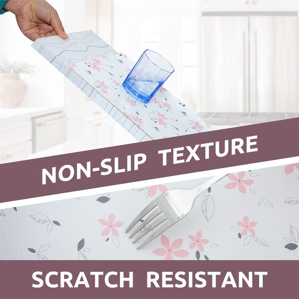 RAY STAR Shelf Liner for Kitchen Cabinets, Drawer Liner for Dresser Non-Slip Bathroom, Non-Adhesive Cabinet Liner Washable (Pink Lily)