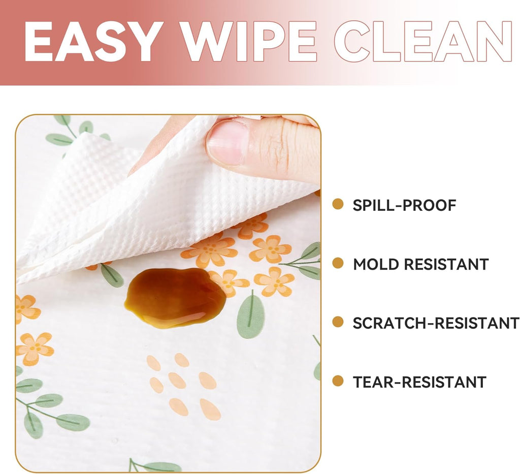 RAY STAR Yellow Hyacinthus Design Grip Shelf Liner Non Adhesive, Strong Grip Bottom, Easy Clean Kitchen Drawer, Cabinet, Cupboard Dresser Protector Cover, Non Slip Mat
