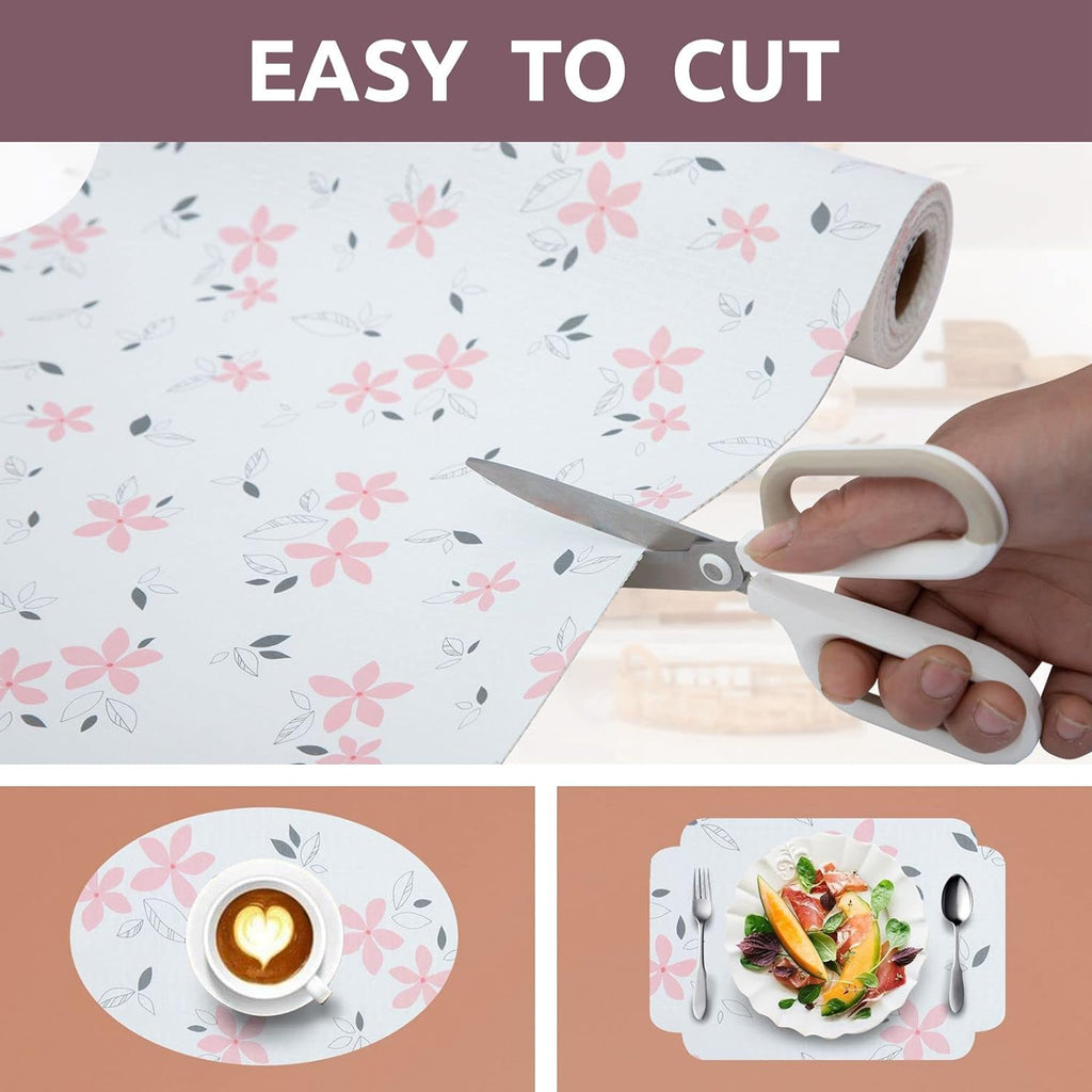 RAY STAR Shelf Liner for Kitchen Cabinets, Drawer Liner for Dresser Non-Slip Bathroom, Non-Adhesive Cabinet Liner Washable (Pink Lily)