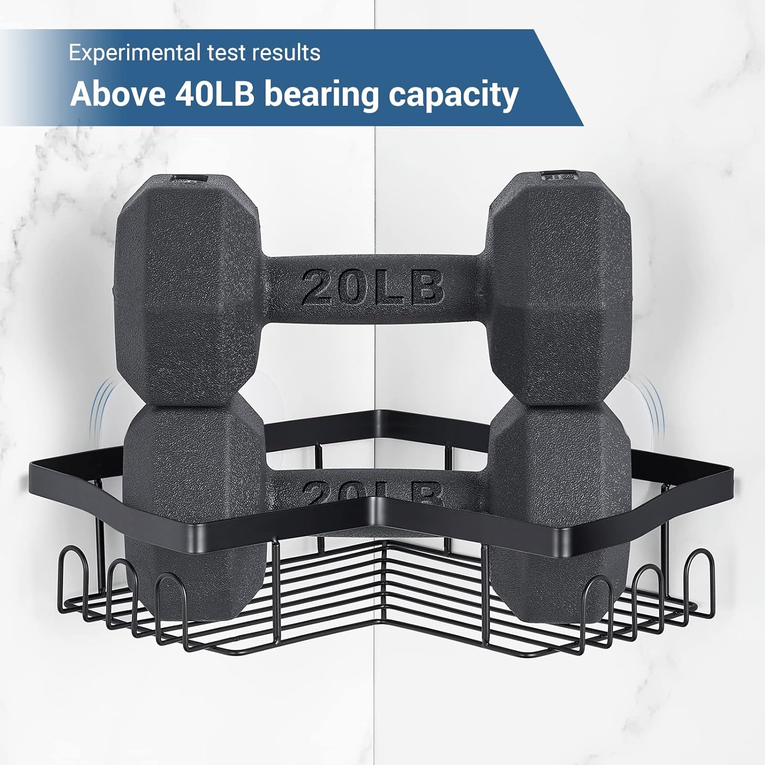 Corner Shower Caddy 3 Pack, 100% Stainless Steel Rustproof Bathroom Shower Organizer, Stable Shower Shelves With 11 Hooks, Adhesive Shower Rack, Shower Shelf (Matte Black)