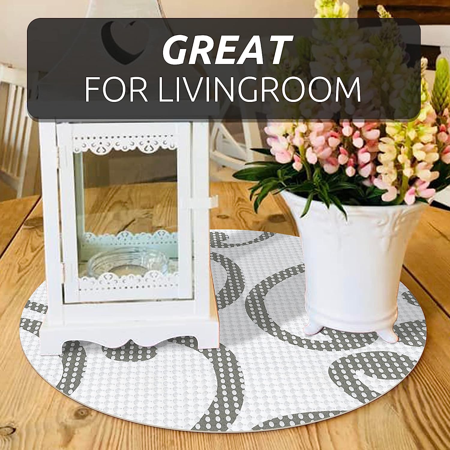 RAY STAR Rings Design Drawer and Shelf Liner, Strong Grip, Non Adhesive Easiest Install Mat for Kitchen Cabinets, Drawers, Cupboards and Bathroom Shelves