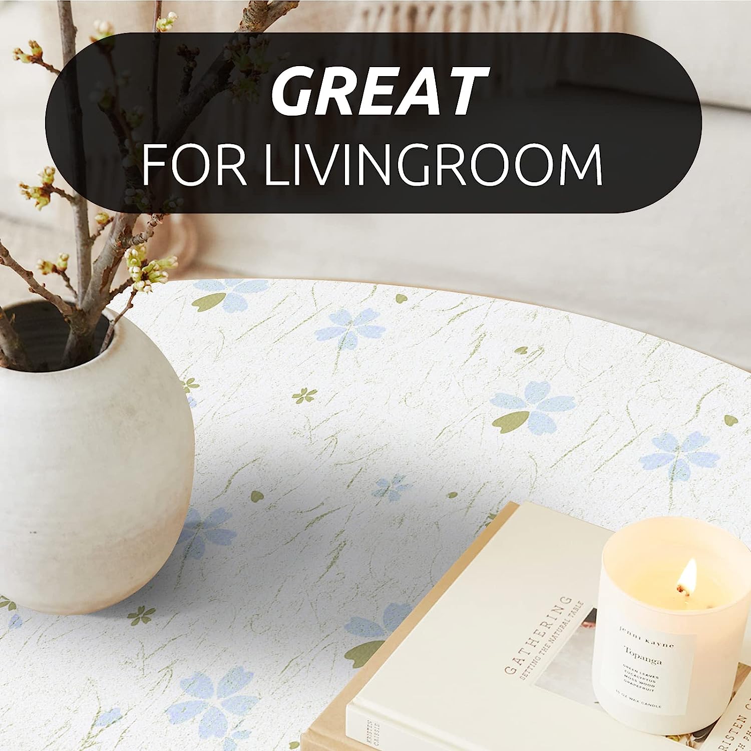 RAY STAR Blue Flora Design Grip Shelf Liner Non Adhesive waterproof