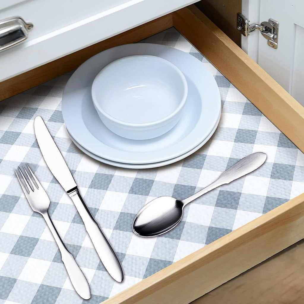 RAY STAR Checkered Design Grip Shelf Liner Non Adhesive, Strong Grip Bottom, Easy Clean Kitchen Drawer, Cabinet, Cupboard Dresser Protector Cover, Non Slip Mat