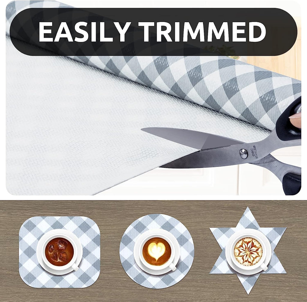 RAY STAR Checkered Design Grip Shelf Liner Non Adhesive, Strong Grip Bottom, Easy Clean Kitchen Drawer, Cabinet, Cupboard Dresser Protector Cover, Non Slip Mat