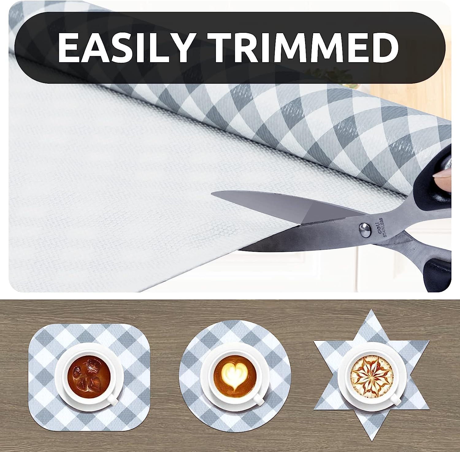 RAY STAR Checkered Design Grip Shelf Liner Non Adhesive, Strong Grip Bottom, Easy Clean Kitchen Drawer, Cabinet, Cupboard Dresser Protector Cover, Non Slip Mat