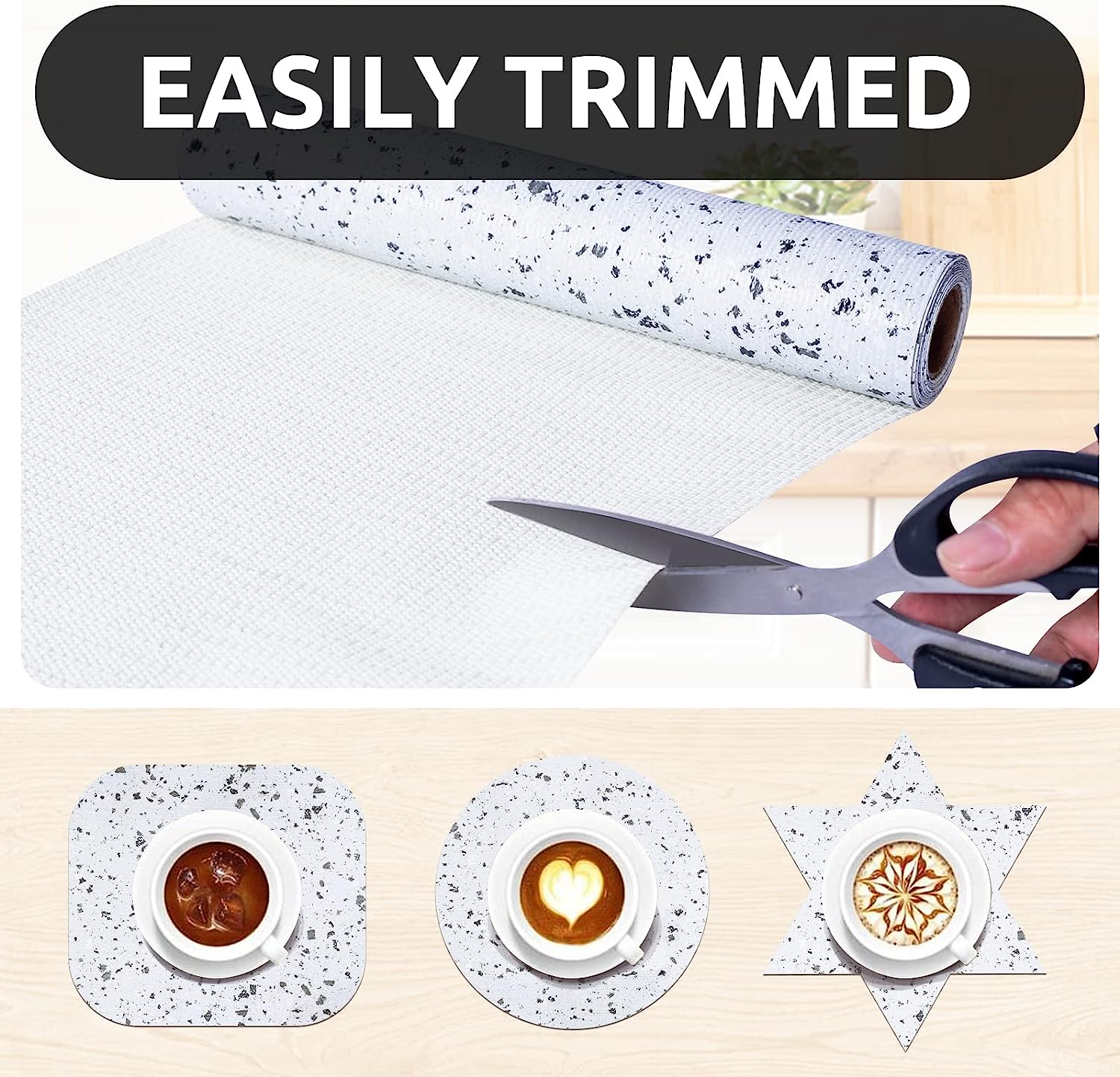 RAY STAR Marble Design Grip Shelf Liner Non Adhesive, Strong Grip Bottom, Easy Clean Kitchen Drawer, Cabinet, Cupboard Dresser Protector Cover, Non Slip Mat