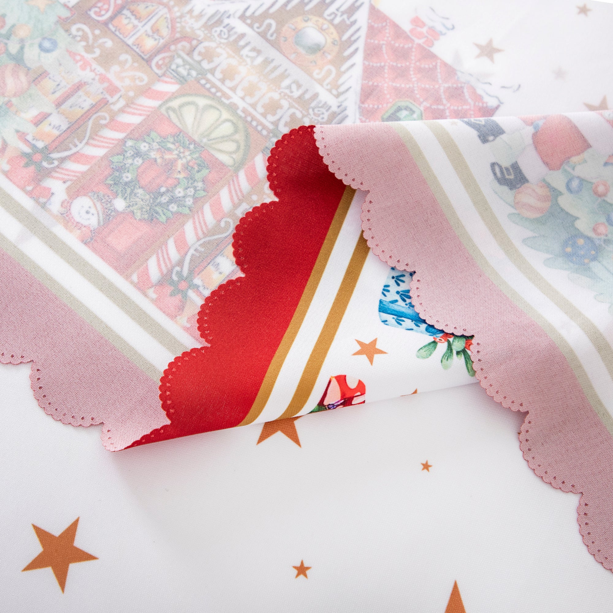 Christmas Vibrant beautiful flowers Tablecloth Vinyl Surface with Flannel Backing Oilcloth Waterproof Table Cover