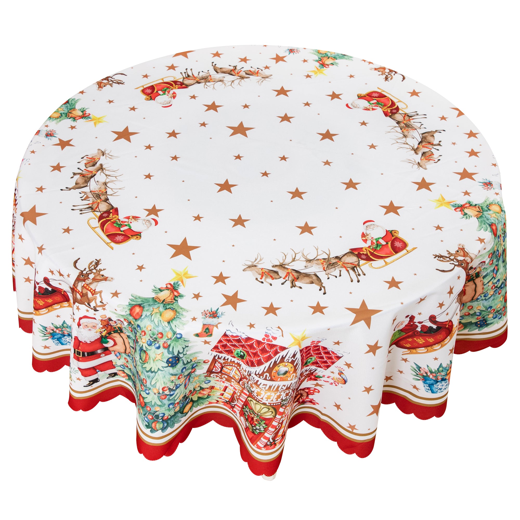 Christmas Vibrant beautiful flowers Tablecloth Vinyl Surface with Flannel Backing Oilcloth Waterproof Table Cover