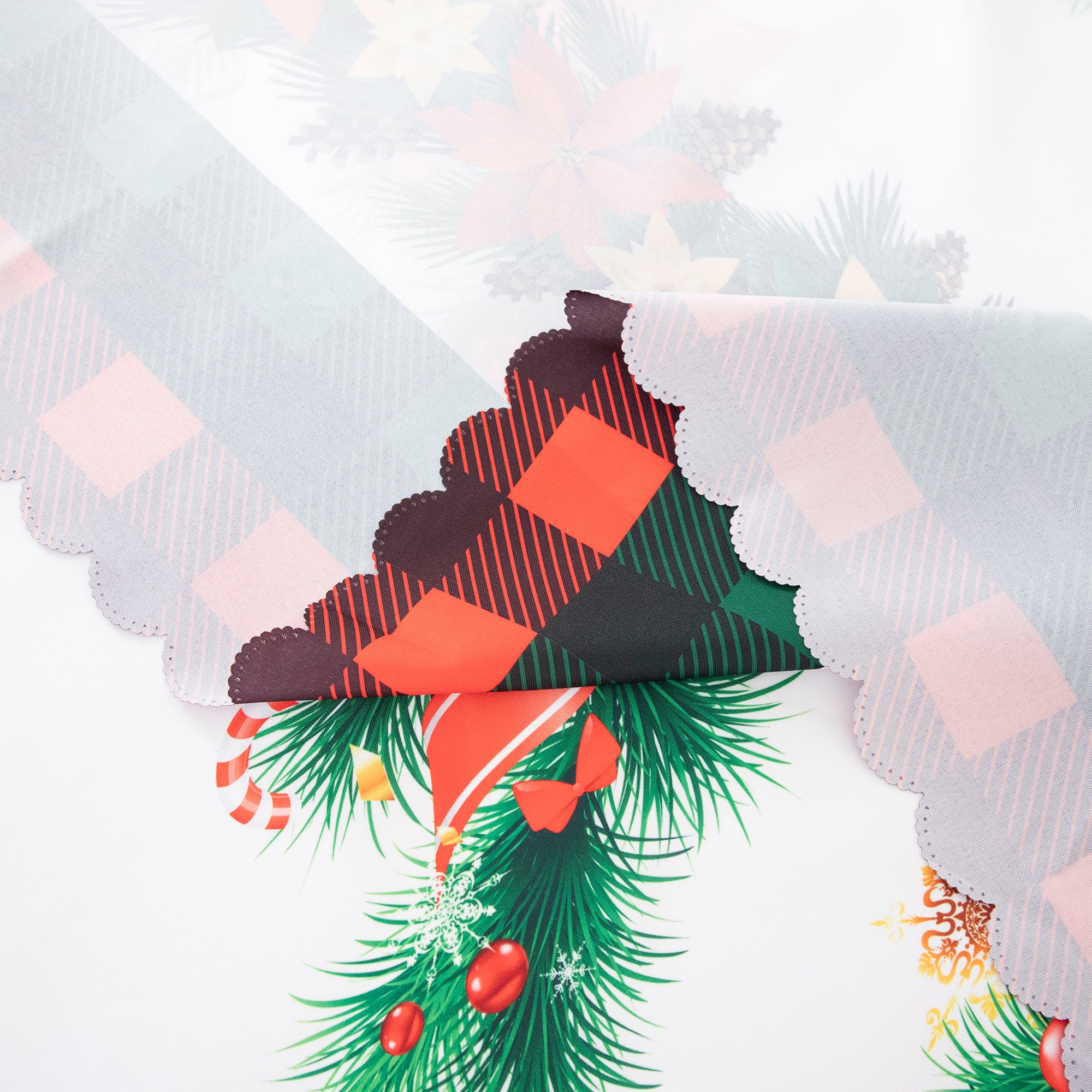 Christmas Vibrant beautiful flowers and plants Tablecloth Vinyl Surface with Flannel Backing Oilcloth Waterproof Table Cover