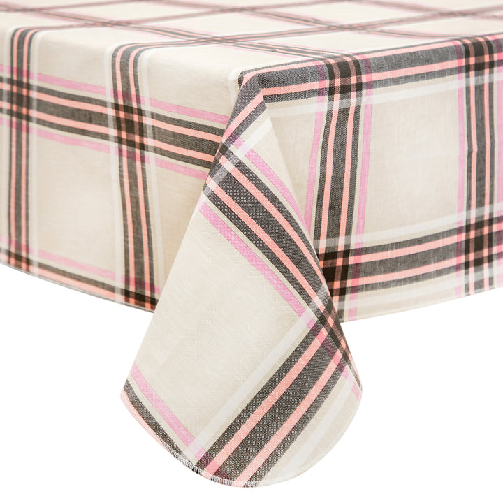 Classic Multi-color Pink grid Tablecloth Vinyl Surface with Flannel Backing Oilcloth Waterproof holiday