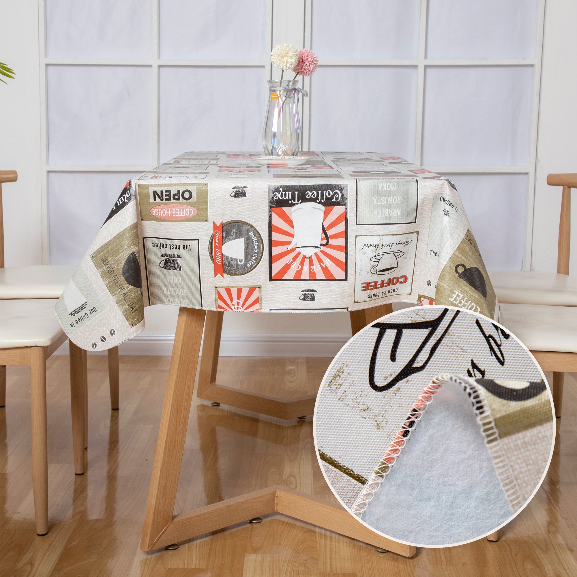 RAY STAR Super cute Retro Image Tablecloth With Flannel Backing Round and Rectangle