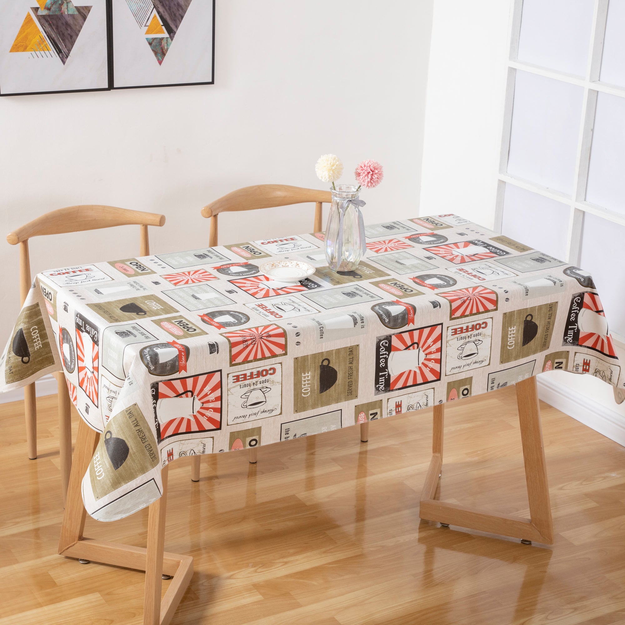 RAY STAR Super cute Retro Image Tablecloth With Flannel Backing Round and Rectangle