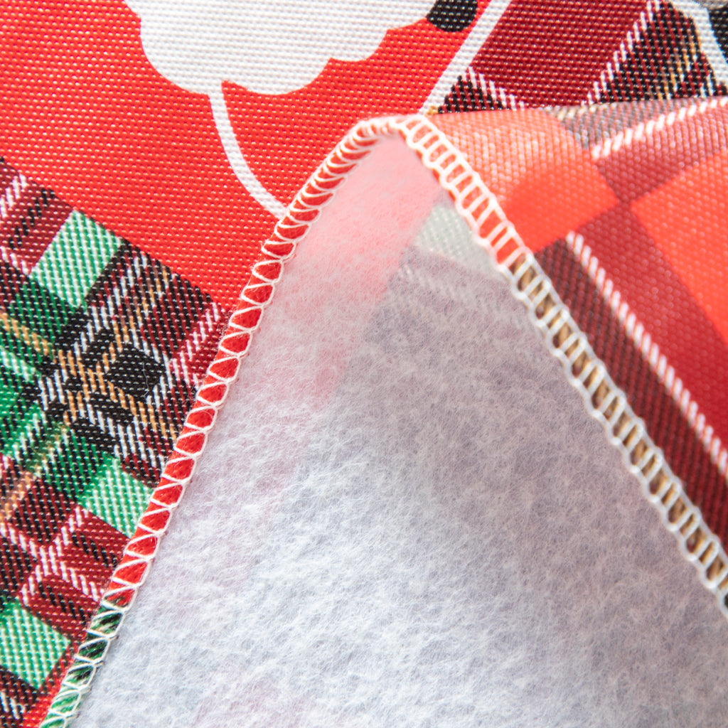 Christmas Cute elements Vinyl Tablecloth Happy Cute Santa Claus Vinyl Surface with Flannel Backing Oilcloth Waterproof holiday (Beige type)