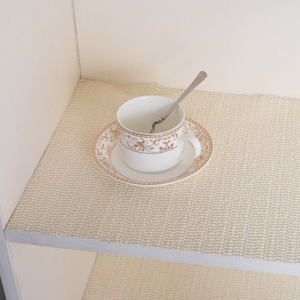 RAY STAR Light Beige Drawer and Shelf Liner, Strong Grip, Non Adhesive Easiest Install Mat, for Kitchen Cabinets, Drawers, Cupboards and Bathroom Shelves
