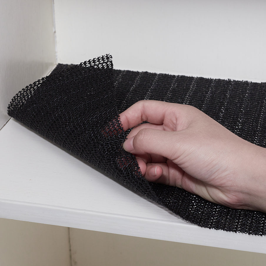 RAY STAR Black Drawer and Shelf Liner, Strong Grip, Non Adhesive Easiest Install Mat, for Kitchen Cabinets, Drawers, Cupboards and Bathroom Shelves