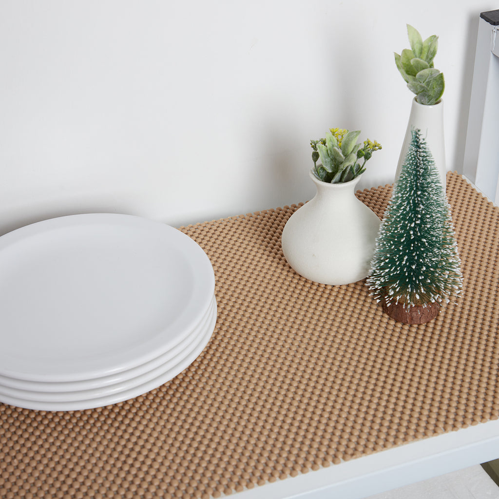 RAY STAR Premium chocolate Drawer and Shelf Liner, Strong Grip, Non Adhesive Easiest Install Mat, for Kitchen Cabinets, Drawers, Cupboards and Bathroom Shelves