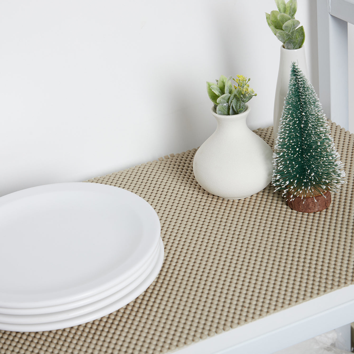 RAY STAR Premium Taupe Drawer and Shelf Liner, Strong Grip, Non Adhesive Easiest Install Mat, for Kitchen Cabinets, Drawers, Cupboards and Bathroom Shelves