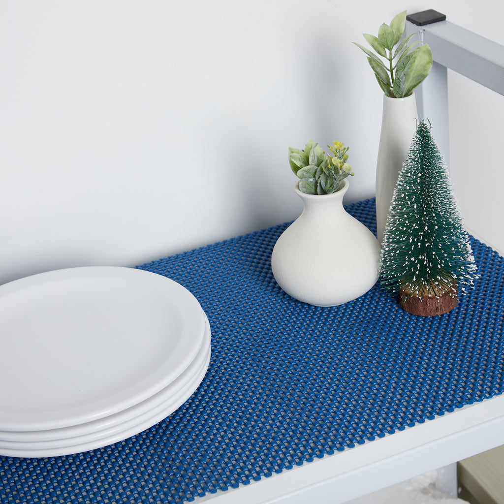 RAY STAR Premium Navy Blue Drawer and Shelf Liner, Strong Grip, Non Adhesive Easiest Install Mat, for Kitchen Cabinets, Drawers, Cupboards and Bathroom Shelves