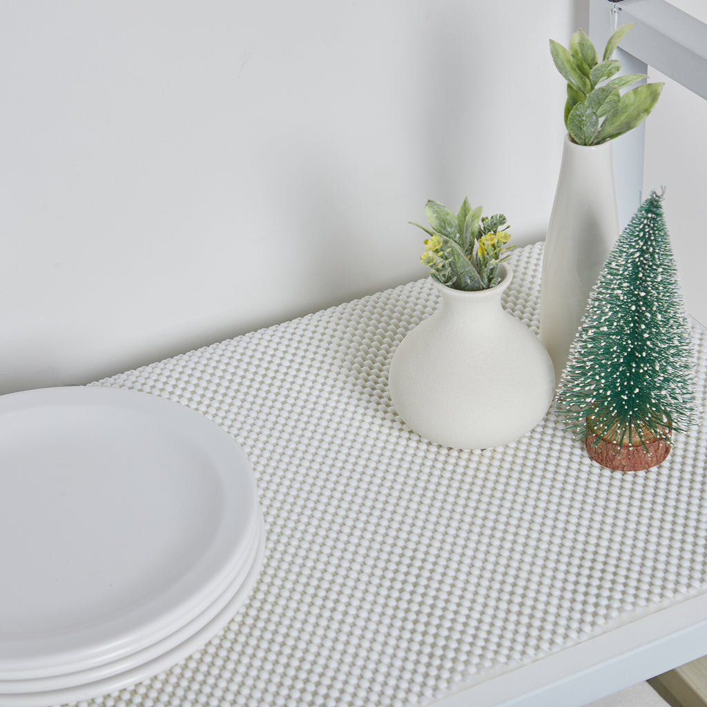 RAY STAR Premium White Drawer and Shelf Liner, Strong Grip, Non Adhesive Easiest Install Mat, for Kitchen Cabinets, Drawers, Cupboards and Bathroom Shelves