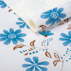 RAY STAR Grip Shelf Liner Non Adhesive, Easy Clean Kitchen Drawer, Cabinet, Cupboard Dresser Protector Cover（Blue flower)