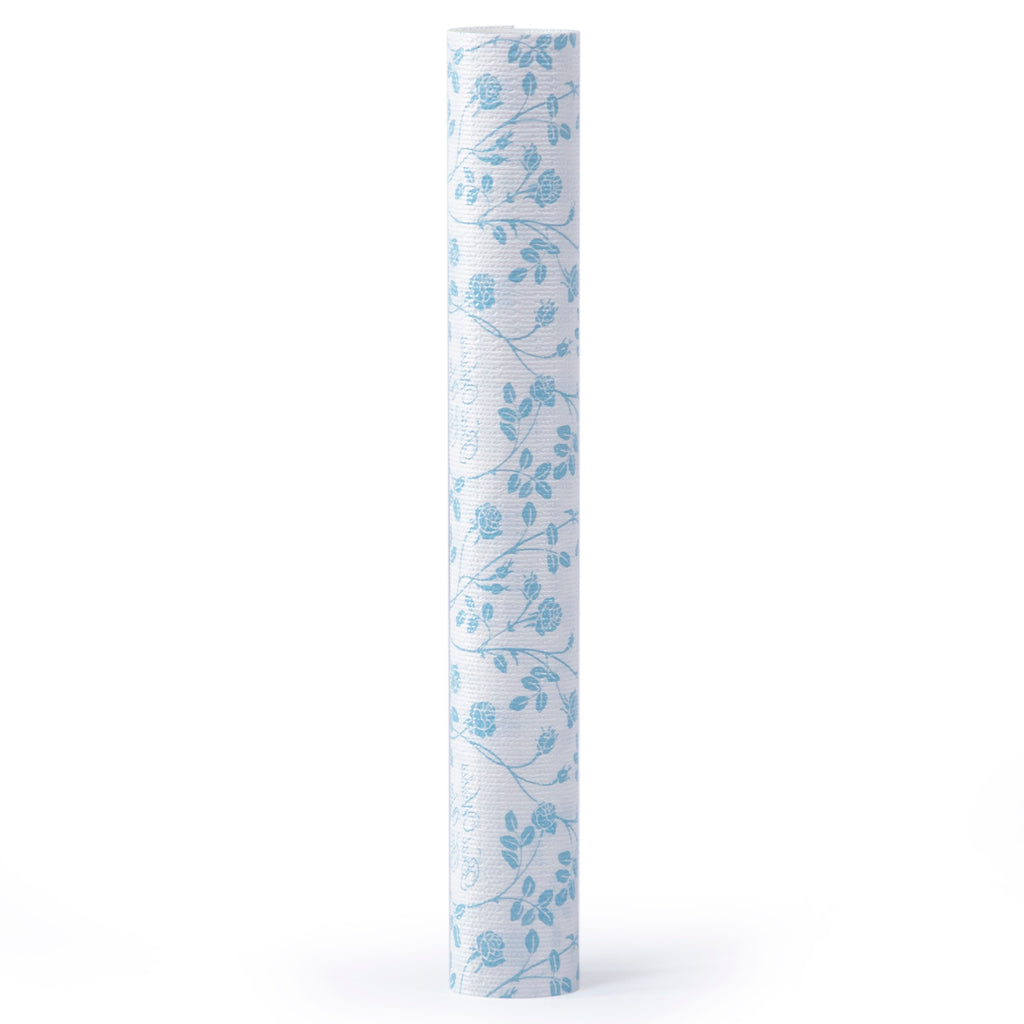 RAY STAR Grip Shelf Liner Non Adhesive, Easy Clean Kitchen Drawer, Cabinet, Cupboard Dresser Protector Cover（Blue vibrant flower branches)