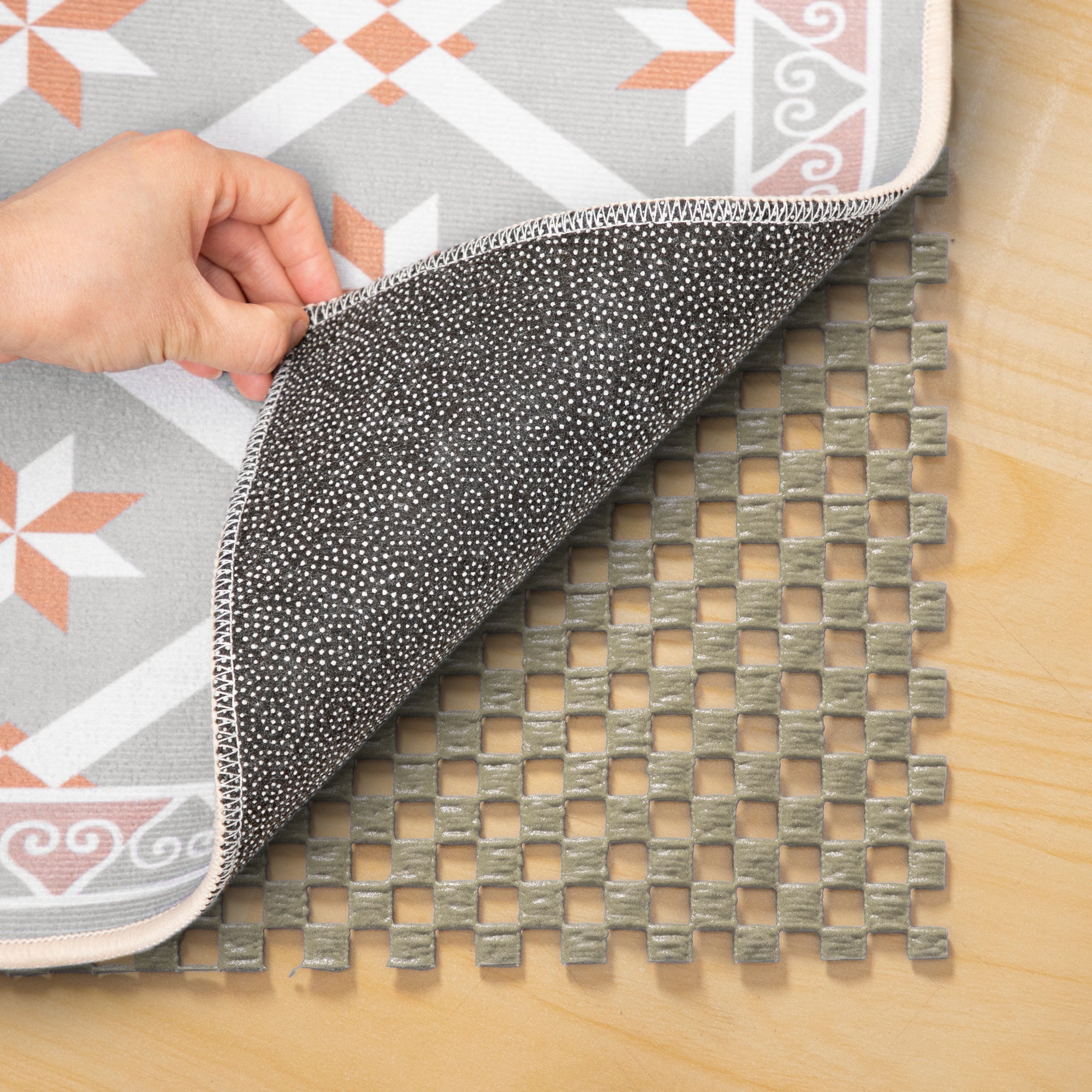 Non-Slip Rug Pad Gripper R Type Grip Light Brown
