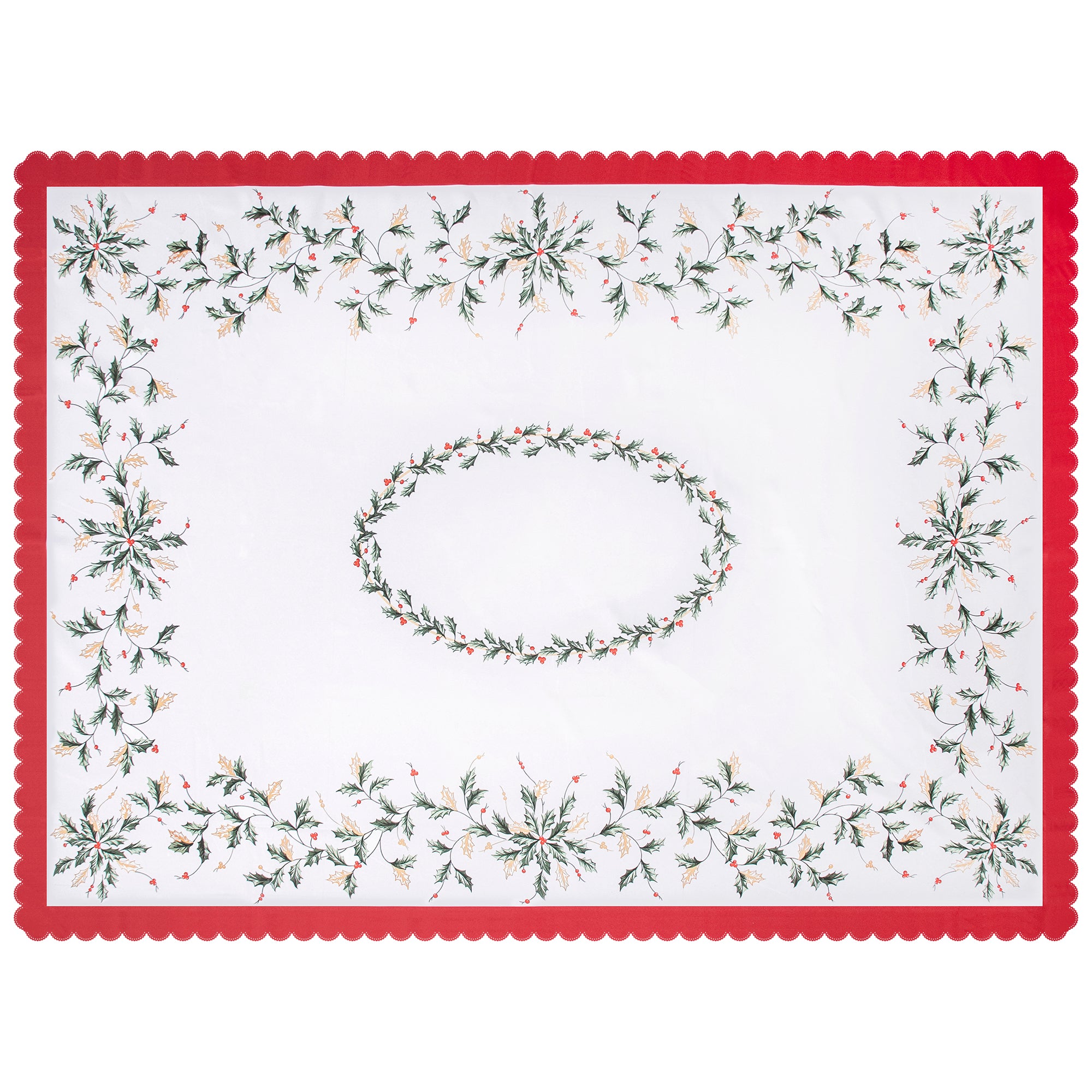 Christmas Beautiful flowers Feast Polyester Tablecloth Vinyl Surface with Flannel Backing Oilcloth Waterproof holiday