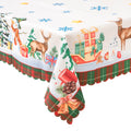 Christmas Luxury Feast Polyester Tablecloth Vinyl Surface with Flannel Backing Oilcloth Waterproof holiday (Deep color)