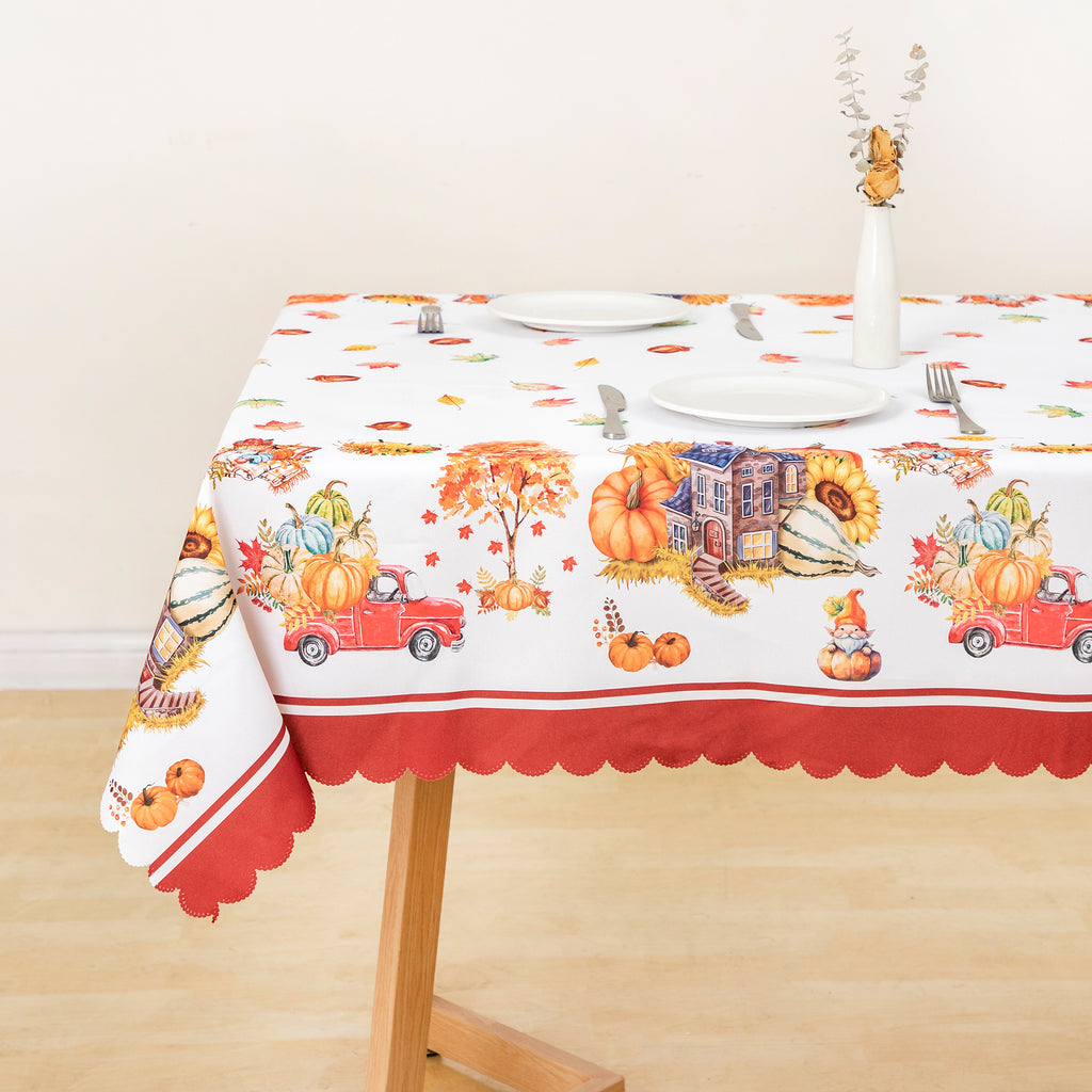 Christmas Luxury Feast Polyester Tablecloth Vinyl Surface with Flannel Backing Oilcloth Waterproof holiday