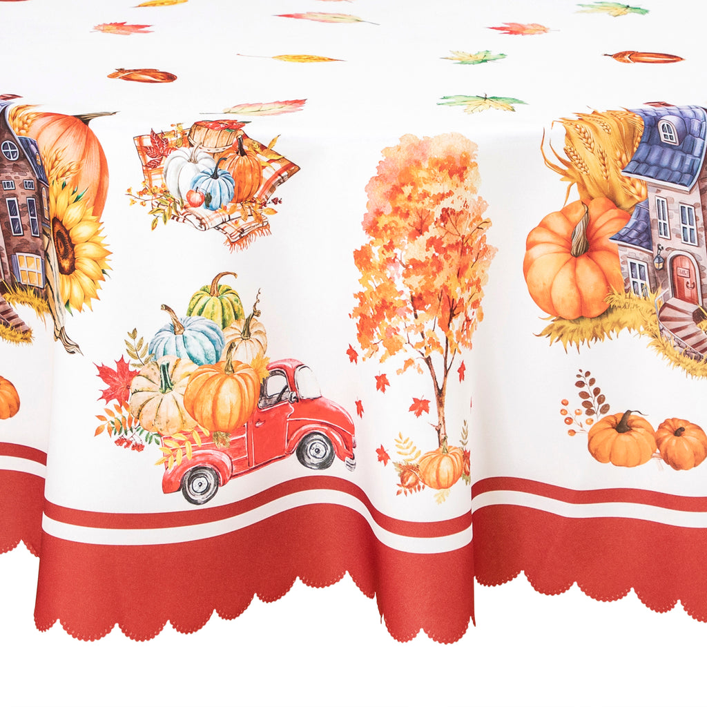 Christmas Luxury Feast Polyester Tablecloth Vinyl Surface with Flannel Backing Oilcloth Waterproof holiday