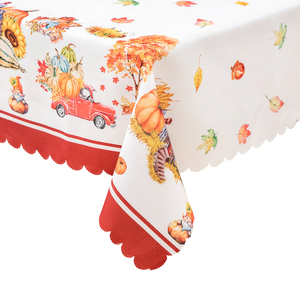 Christmas Luxury Feast Polyester Tablecloth Vinyl Surface with Flannel Backing Oilcloth Waterproof holiday