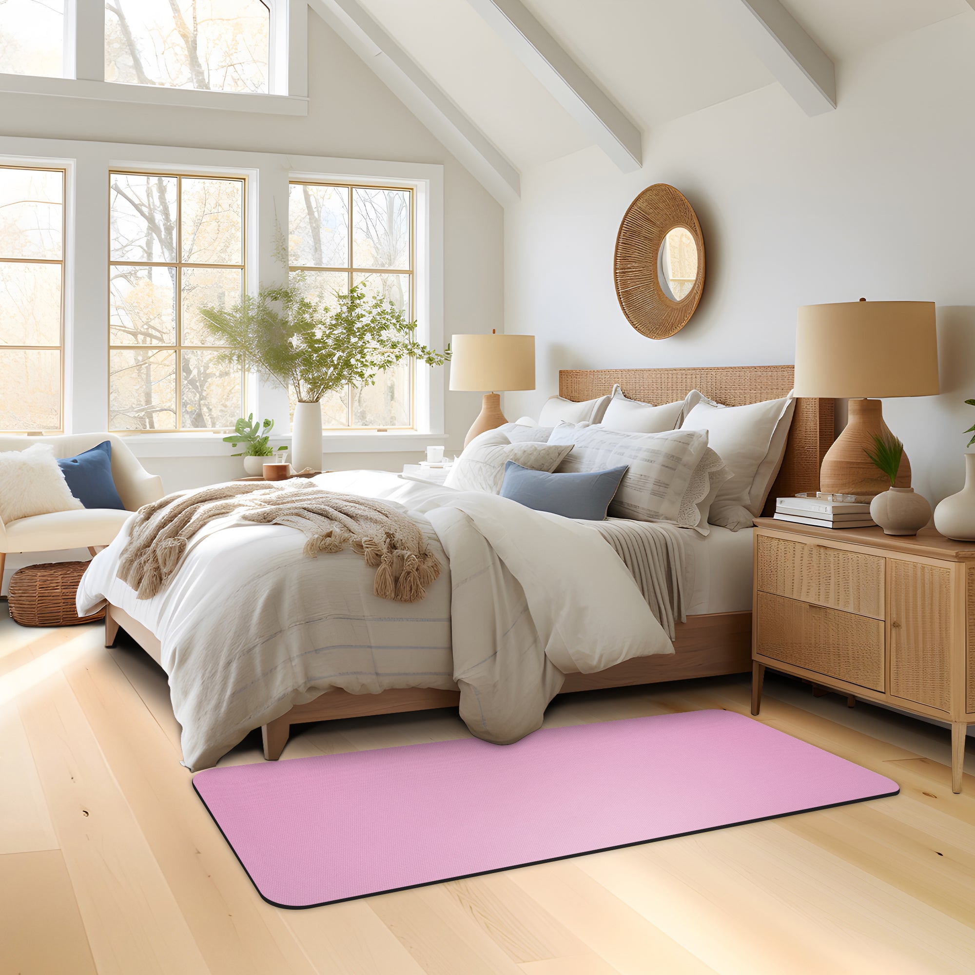 RAY STAR Pink Non-slip Vinyl Rugs High Density Cushion Extra Comfort