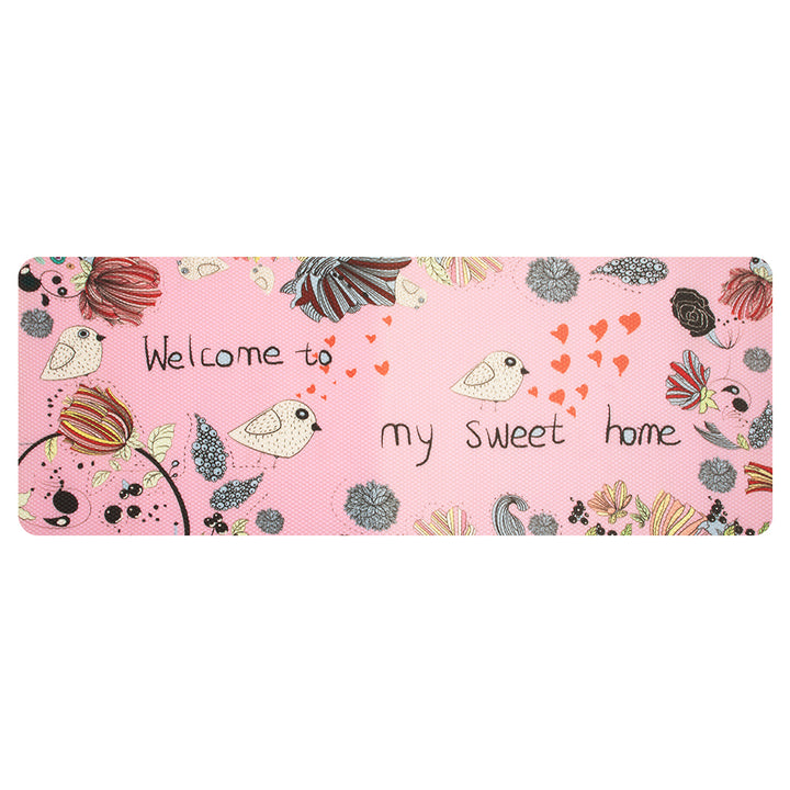 RAY STAR Pink Bird & Forest Design Non-slip Vinyl Rugs High Density Cushion Extra Comfort