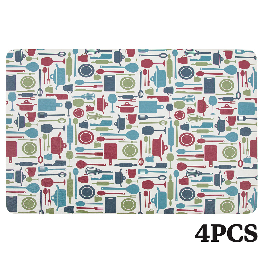 RAY STAR Set of 4 Foam Placemat Kitchen Utensil Print